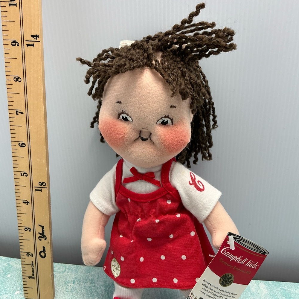 CAMPBELLS SOUP KIDS Red Polka‎ Dot Doll with Brown Hair